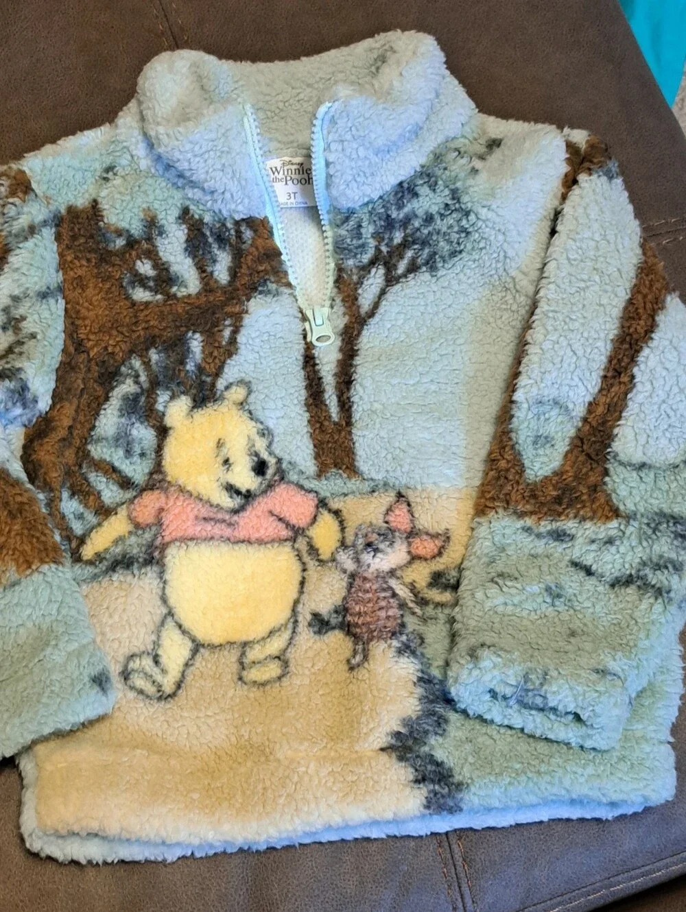 Disney Winnie the Pooh Sherpa 100 Acre Woods Piglet 3/4 Zip Jacket Top Coat 3T